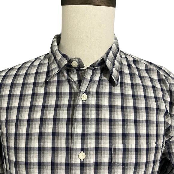 Jack Spade Men's 100% Cotton Blue Gray Plaid Preppy Long Sleeve Button Down Sz L - Picture 1 of 6